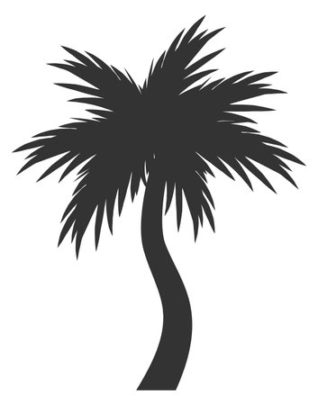 Tropical exotic tree silhouette. Black palm icon isolated on white backgroundのイラスト素材