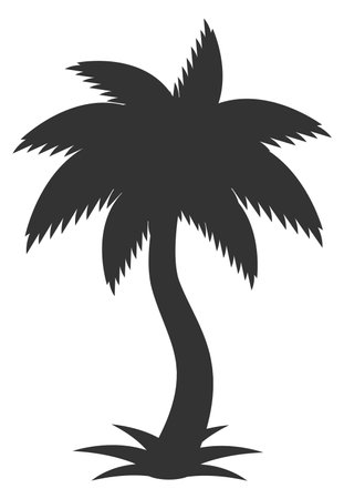 Jungle tree icon. Black tropical palm silhouette isolated on white backgroundのイラスト素材