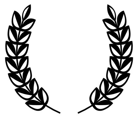 Crop wreath label. Black grain ear silhouette isolated on white backgroundのイラスト素材