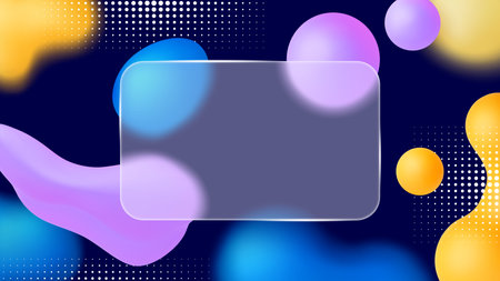 3d matt glass or plastic background with abstract colorful shapes. Glassmorphism banner design, credit banking card pithy empty template of glass plastic transparent illustrationのイラスト素材