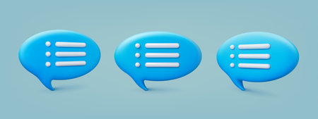 Message 3d bubbles vector icons. Voice speech balloons, different talk boxes. Chat text or thought clouds, dialog comment or notification banners of voice bubble speech illustrationのイラスト素材