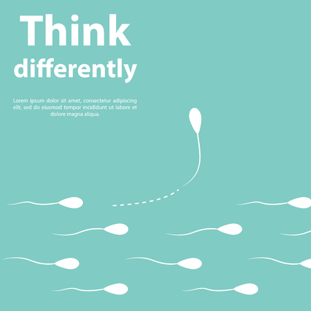 Minimalist style changing direction. New idea, change, trend, courage, creative solution, innovation and unique way concept. Think differentlyのイラスト素材