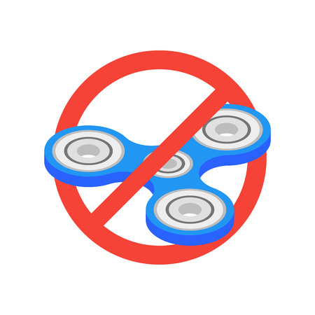 Isometric Hand Spinner isolated on white background. Banned or Not Allowed to Use a Fidget Spinner concept. Fidget spinner icon - toy for stress relief and improvement of attention span.のイラスト素材