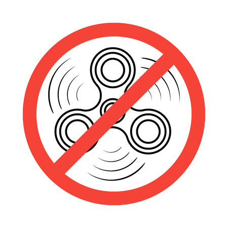 Isometric Hand Spinner isolated on white background. Banned or Not Allowed to Use a Fidget Spinner concept. Fidget spinner icon - toy for stress relief and improvement of attention span.のイラスト素材