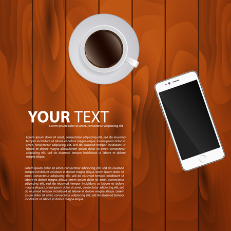 Mobile phone and coffee templateのイラスト素材