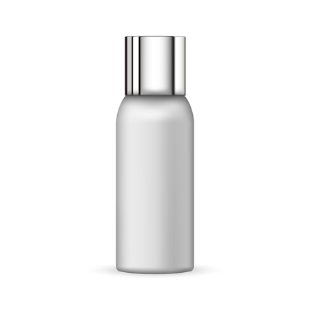 3d white realistic cosmetic package icon empty tubes on white background vector illustration. Realistic white plastic bottle for cosmetics ready for your design.のイラスト素材