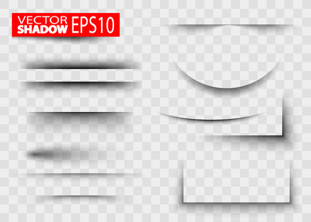 Paper sheet shadow effect. Transparent realistic paper shadow effect set. White blank paper cuts circle oval square rectangle with shadow and transparent effects realistic set vector illustrationのイラスト素材