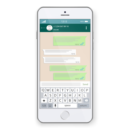 Social network concept. Blank template. Chatting and messaging. SMS messages sending. Vector modern chatting window. Chating and messaging concept. Vector.のイラスト素材