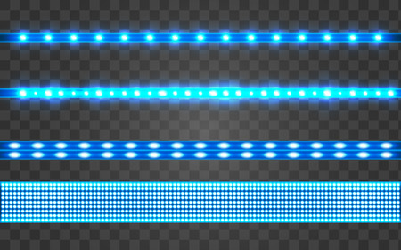 Set of LED realistic blue ribbonsのイラスト素材