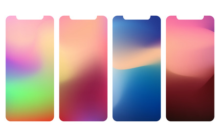 Collection of Technology Wallpaper Designs for smartphone. Set of Mobile Phones Blurred Backgrounds. Abstract Vector Illustrations. Modern UI, GUI screen vector design for mobile appのイラスト素材