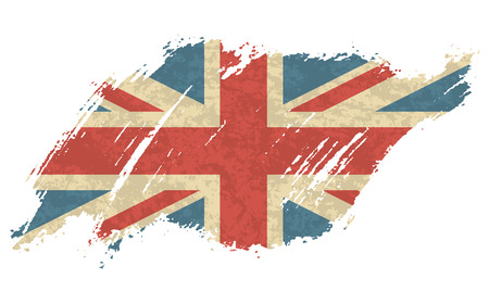Vector illustration Vintage Flag of UK. Grungy British flag. Vector grunge retro design - Great Britain flag backgroundのイラスト素材