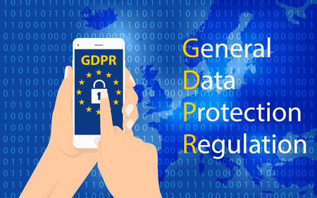 Gdpr general data protection regulation. Eu computer safeguard regulations and data encryption vector concept. General Data Protection Regulationのイラスト素材