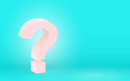 High detailed 3D pink question, vector illustration. Big pink question mark on a blue backgroundのイラスト素材