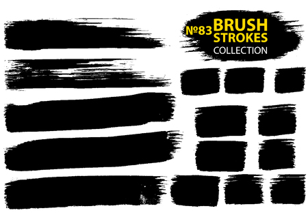 Large set different grunge brush strokes. Dirty artistic design elements isolated on white background. Black ink vector brush strokes. Black isolated paintbrush collection. Brush strokes isolatedのイラスト素材