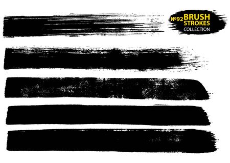 Vector large set different grunge brush strokes. Large set different grunge brush strokes. Dirty artistic design elements isolated on white background. Black ink vector brush strokesのイラスト素材