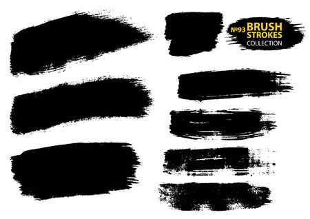 Vector large set different grunge brush strokes. Large set different grunge brush strokes. Dirty artistic design elements isolated on white background. Black ink vector brush strokesのイラスト素材