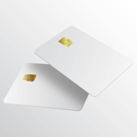 Realistic white credit card. Template white credit card for your design. Credit card realistic mockup. Business and finance concept.のイラスト素材