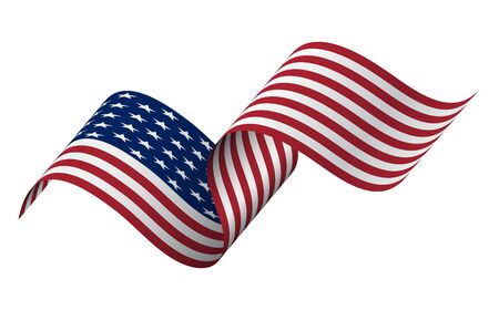 Waving flag of the United States. illustration of wavy American Flag for Independence Day.のイラスト素材