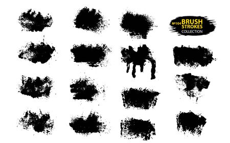 Black ink vector brush strokes. Thin dirty distress texture banners.のイラスト素材