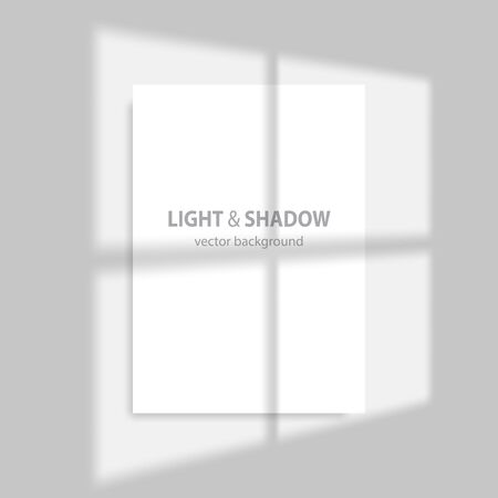 Window light and shadow realistic grey decorative background. Transparent shadow overlay effects for branding. Window frame shadows for natural light effects. Shadow and light from the window.のイラスト素材