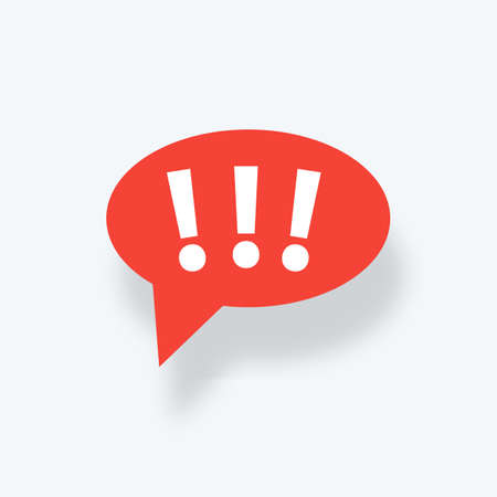Speech bubble with exclamation mark. Exclamation mark. Hazard warning symbol. Flat design style. Red attention sign icon.のイラスト素材