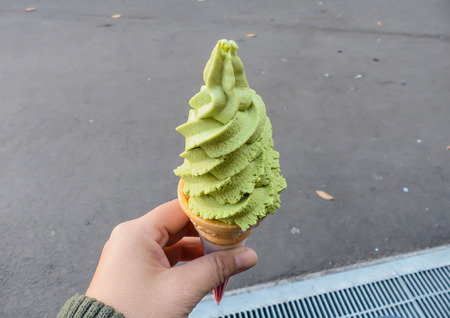 green tea ice creamの写真素材
