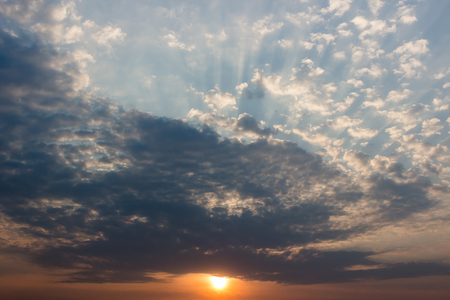 Cloud and light of sunsetの写真素材