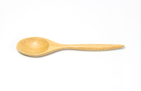 Wooden spoon on white backgroundの写真素材