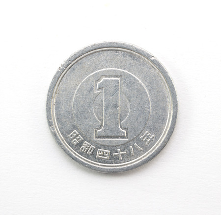 Close up old japanese coin (1 yen)の写真素材