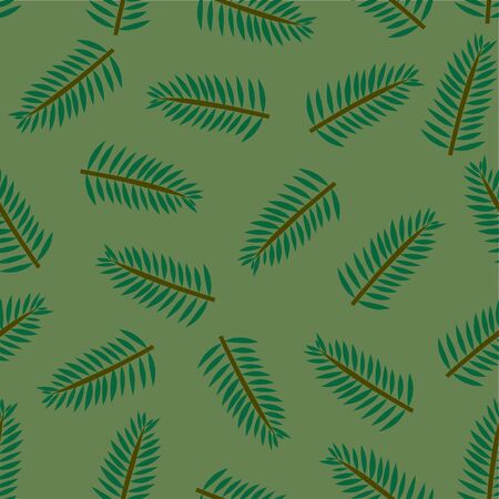 Vector of green leaves pattern on green backgroundのイラスト素材