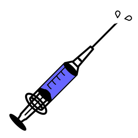Medical syringe with purple liquid vectorのイラスト素材