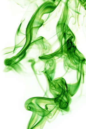 Green smoke on white backgroundの写真素材