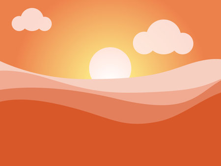 Illustration of sunlight and wave of water in ocean vectorのイラスト素材