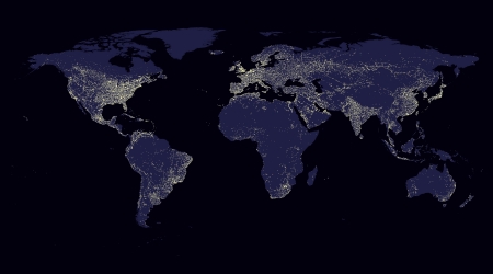 map world background blue abstract light illuminationの写真素材