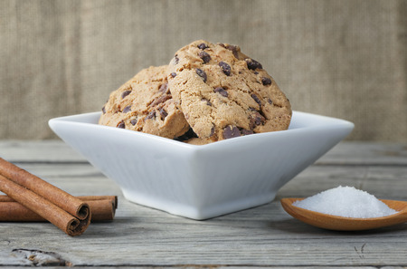 stack of biscuit cookies on wooden table