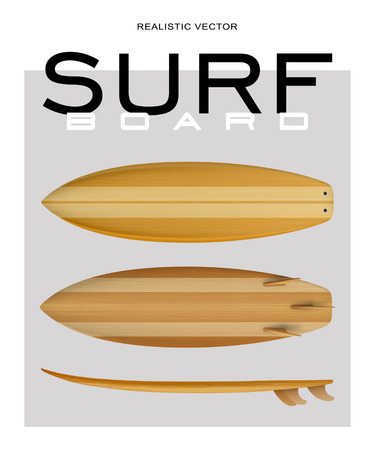 Realisric surf board Wood front back side view in vector formatのイラスト素材