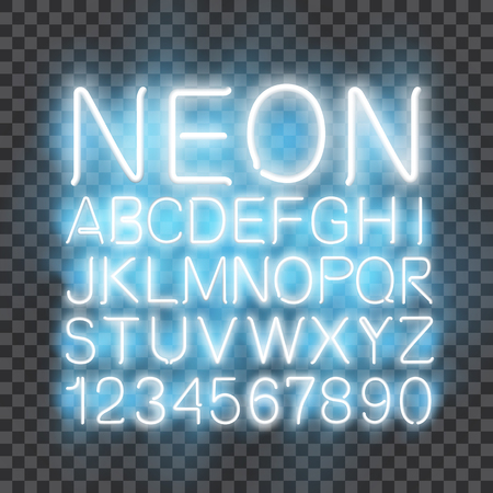 Font neon light, alphabet letter numbers, in vector formatのイラスト素材