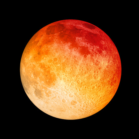 Red Moon closeup on black background