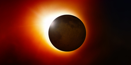 Sun Moon Lunar Eclipse 3d illustration