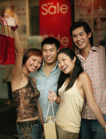 Group of friends looking at camera, posingの写真素材