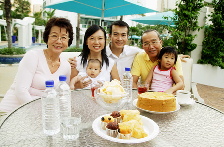 Three generation family, family portrait