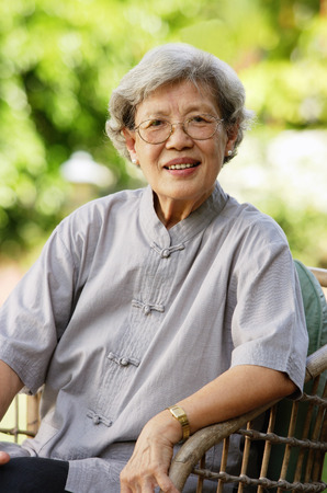 Portrait of senior woman, smiling at cameraの写真素材