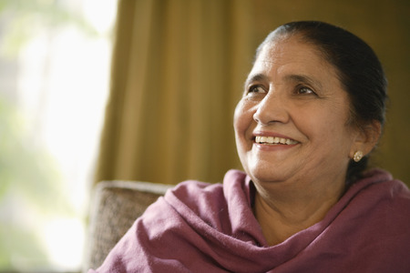 older woman smiling (close up)の写真素材