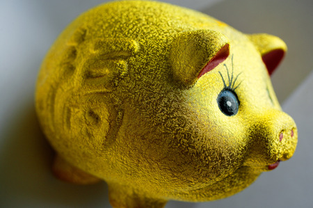 Still-life of gold piggy bankの写真素材