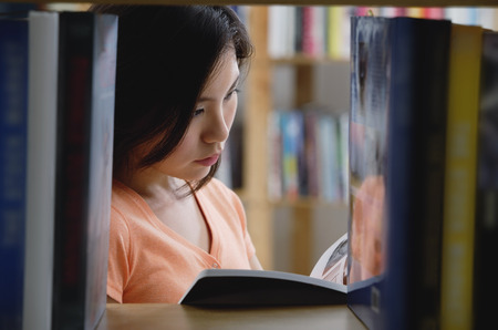 Young woman in library