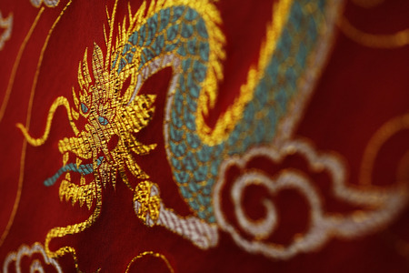 Close up of Chinese silkの写真素材