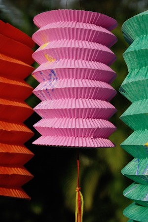 Colourful Chinese paper lanternsの写真素材