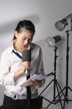 Young woman making finger frameの写真素材