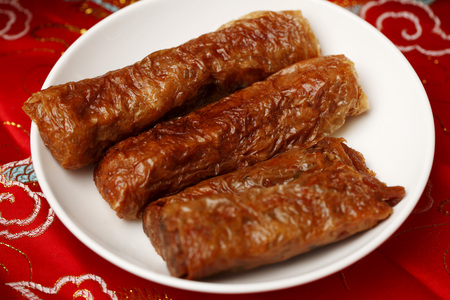 Spring rolls on plateの写真素材