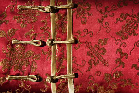 Detail of buttons on silk Chinese shirt